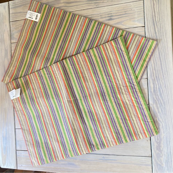 PIER 1 IMPORTS Placemat Floral Paisley Stripes 14 inches x 20 inches Set of 2 - Picture 5 of 10